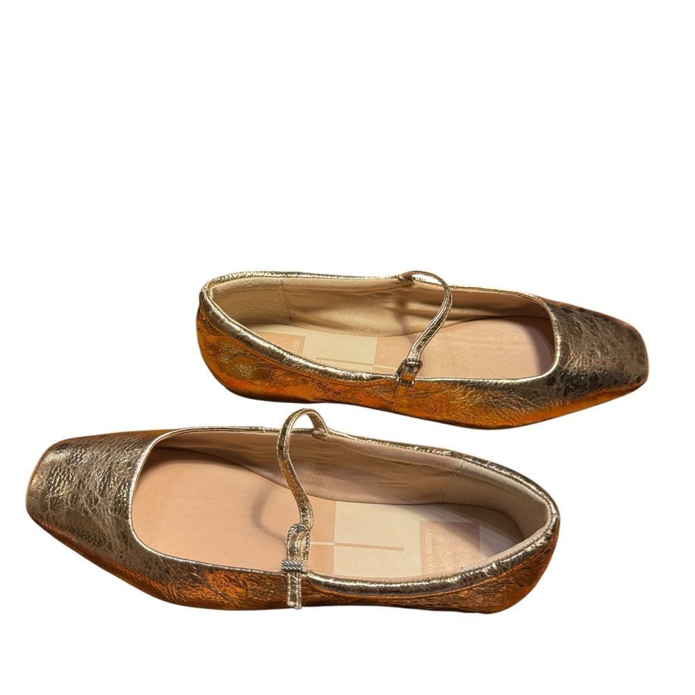 Dolce Vita Reyes Mary Jane Flats - Gold Metallic Distressed Size 7.5 - Picture 4 of 7